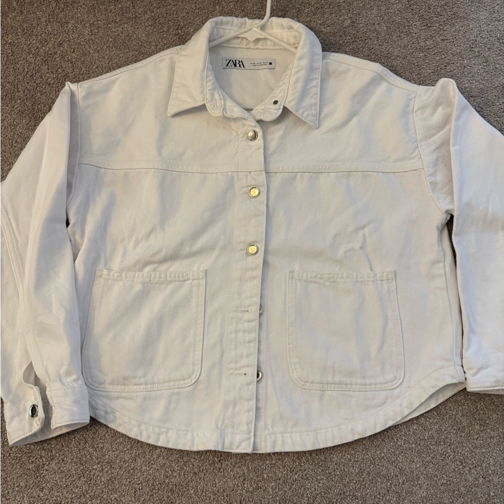 Zara Women's White Denim Jacket